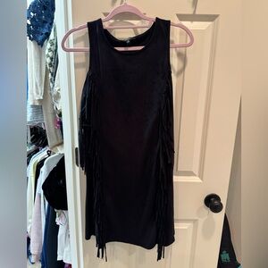 Very J Black Fringe Mini Dress